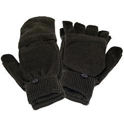 Winter Knit Flip Mitten Fingerless Gloves Glomitt Gray