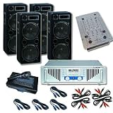 PA Set DJ 4000 WATT System - 3 Channel Mixer 4 x Speaker Boxes
