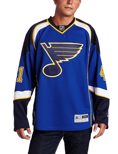 NHL Men's St. Louis Blues #41 Jaroslav Halak Reebok Edge Premier Player Jersey (Blue, Medium)