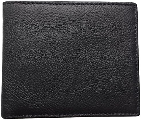 Men's GENUINE Quality Cowhide REAL LEATHER Black SLIM Thin Compact Bi-fold ID WALLET