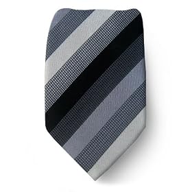 Mens BCBG Designer Silk Tie - Black Gray Silver
