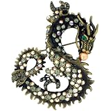 Vintage Style Chinese Dragon Swarovski Crystal Animal Brooches Pins