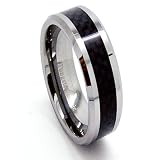 Blue Chip Unlimited - Unique 8mm Tungsten Black Carbon Fiber Rings Wedding Bands Designer Fashion Engagement Rings Size 10.5