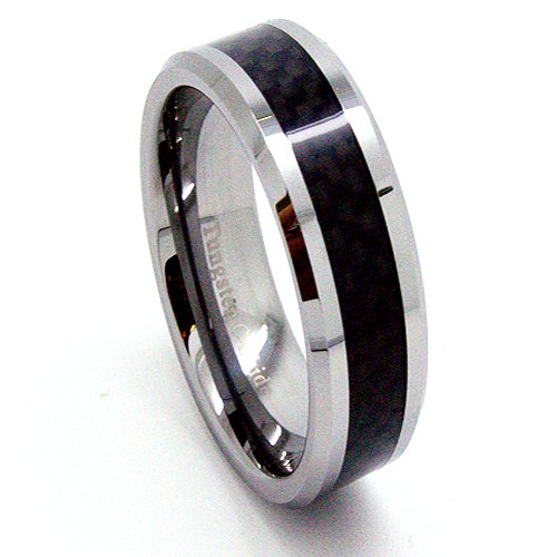 Blue Chip Unlimited - Unique 8mm Tungsten Black Carbon Fiber Rings Wedding Bands Designer Fashion Engagement Rings Size 10.5 Blue Chip Unlimited - Unique 8mm Tungsten Black Carbon Fiber Rings Wedding Bands Designer Fashion Engagement Rings Size 10.5
