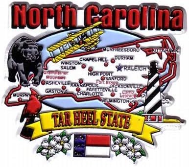 North Carolina - NC State Large Fridge Magnet 2D Size 3" x 3.5" Multi Color "Collectible"