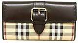 Burberry - Burberry Haymarket Brown Leather Nova Check Envelope Wallet 3207040
