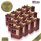 12x Trojan T105-RE Renewable Energy 6V GC2 Deep Cycle Battery 225Ah