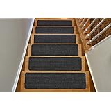 Stair Treads Collection Indoor Skid Slip Resistant Carpet Stair Tread Treads (Dark Grey, Set of 13 (8 in x 30 in))