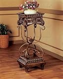 Dark Oak and Gold Finish Large Plant Stand