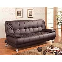 Coaster Futon Sofa Bed with Removable Arm Rests, Brown Vinyl