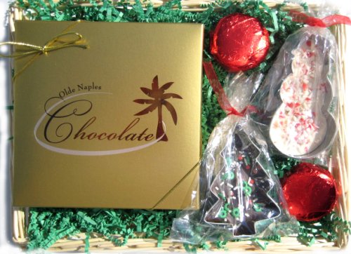 Christmas Holiday Chocolate Gift Basket with Cookie Cutters by Olde Naples Chocolate