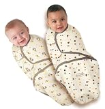 SwaddleMe BP2MD+BP2MP, 2 Stück: Neugeborenes/Baumwolle/Äffchen und Mokka-Punkte - Ganzkörper-Pucksack ist ideal bei Schreibabys. Small.