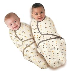 SwaddleMe BP2MD+BP2MP, 2 Stück: Neugeborenes/Baumwolle/Äffchen und Mokka-Punkte - Ganzkörper-Pucksack ist ideal bei Schreibabys. Small.