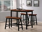 Black and Oak Counter Height Pub Set with Bench