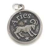Sterling Silver Aries & Courageous Zodiac Pendant