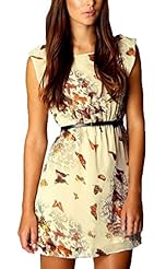 Girls Sexy Floral Print Skater Dress/Mini Dress 