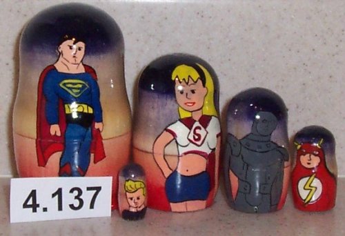 Childrens Toyshop  Toys : Superman Super man Russian Nesting Doll 5 Pieces / 4 in Tall #4.137