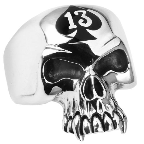 Stainless Steel LUCKY 13 SKULL RING Ring (Available in Sizes 9 to 14)