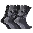 Mens Pattern Cotton Blend Argyle Socks (Pack Of 6)