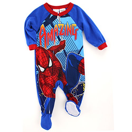 Spider-Man Baby Toddler Blue Fleece Sleeper Pajamas