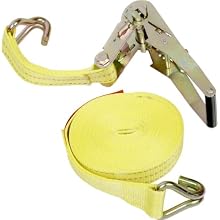 Mazzella 2 Inch X 27 Feet Wide Handle Rachet Tie-Down Assembly with Wire Hooks Both Ends