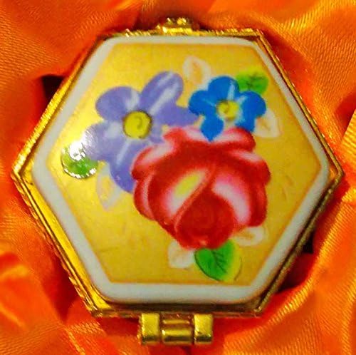 Porcelain Pill Box - Set of 4: Rose Design