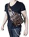 Womens Mens Cowhide Leather Sling Cross Body Shoulder Strap Bag w Organizer