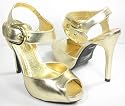Peep-toe Metallic Gold Formal Platform Sandals Heels
