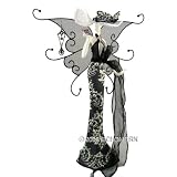 Jewelry Stand - Butterfly Lady With Wing & Hat- Doll Dress Form Display-Earrings Holder Organizer -Black & White Floral