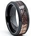 Black Ceramic Men's Hunting Camo Ring, Comfort Fit Band, 8mm Sizes 5 to 15
