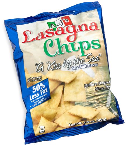 A & J's Lasagna Chips, A Kiss by the Sea Sea Salt Flavor, 1.5 Ounce Bags (Pack of 24) by J&D Fine Foods