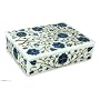 Marble inlay jewelry box, 'Forget-Me-Nots' 8.3" W 5.9" L