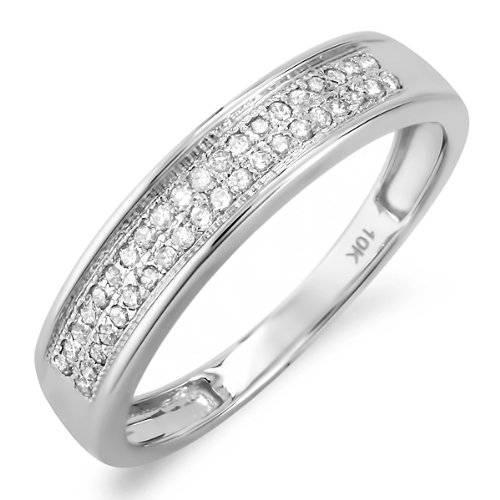 Buy 10k White Gold Round Diamond Ladies Anniversary Wedding Band Ring 1/4 CT (0.25 cttw, G-H Color, I1-I2 Clarity)