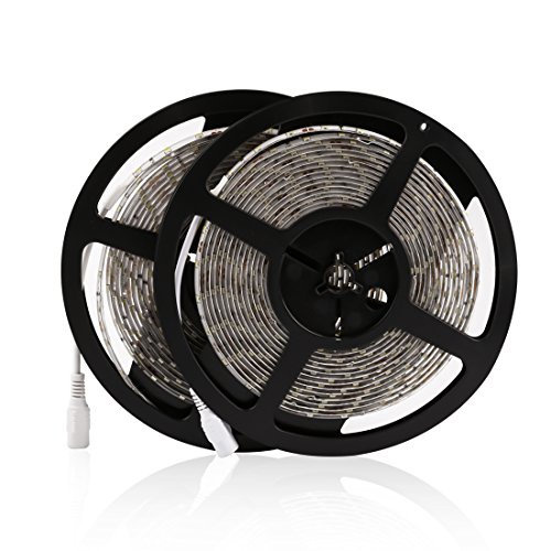 LEDMO Waterproof / Flexible DC 12V 300 LED (SMD 2835) Strip Lights, Cool White, Pack of 2