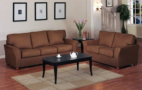 Kitchen: 2 pc microfiber fabric upholstered Sofa and Love seat set with flaired arms