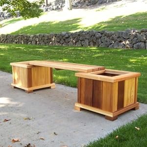 Amazon.com : Wood Country Wooden Planter Box and Bench Set : Outdoor 