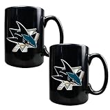 NHL San Jose Sharks Two Piece Black Ceramic Mug Set - Primary Logo