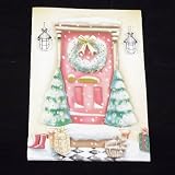 16 Handmade Christmas Greeting Cards with Envelopes, Holiday Decorated Door