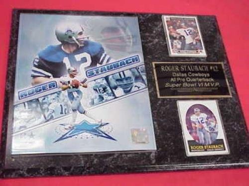 Roger Staubach 2 Card Collector Plaque