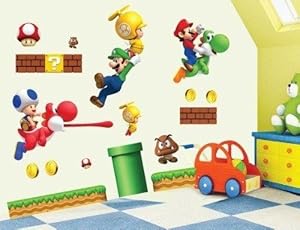 Aolevia Sticker Mural Naturel Super Mario Bros Stickers Pour Enfant