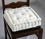 Dining Chair Booster Cushion Cream Cotton Velvet