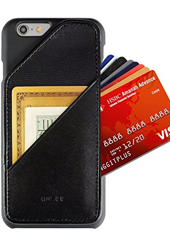 [iPhone 6 and 6S] Wallet Case - Slim Card Holder for Up to 8 Cards and Cash - Quickdraw by HUSKK - Black [QDPH6BN]