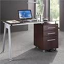 Techni Mobili Tempered Glass Top Computer Desk in Chocolate