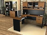 L-Shaped Desk Set 1 in Tuscany Brown and Black - Innova - Bestar Office Fur ....