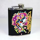 Ed Hardy Beautiful Ghost Black Leather Flask