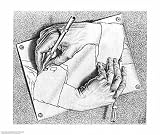 Drawing Hands - Artist: Mc Escher - Art Print Poster Size: 25.50 by 21.50 inches