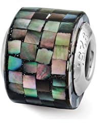 Sterling Silver Reflections Black Mother of Pearl Mosaic Bead