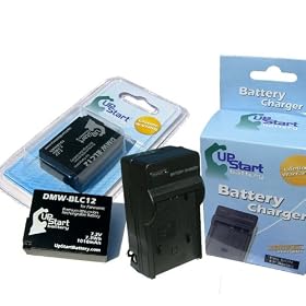 UpStart Battery DMW-BLC12 Replacement 2 Batteries+Charger Kit for Panasonic Digital Cameras