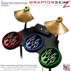 Metal Flames Colors Skin by WraptorSkinz fits Guitar Hero 4 World Tour Drum Set for Nintendo Wii, XBOX 360, PS2 & PS3 (DRUMS NOT INCLUDED)