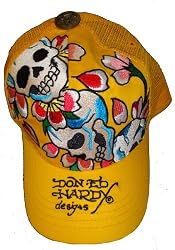 Ed Hardy Hat Yellow Skulls and Petals